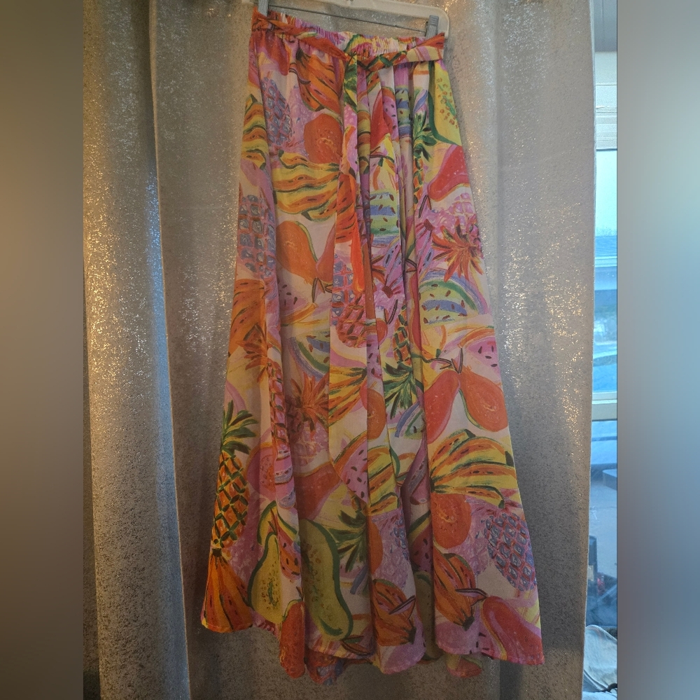 HD Her Destiny Skirt Womens Size S Multicolored Floral Maxi Tie Lined NWOT